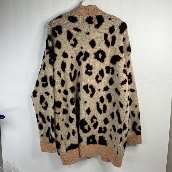 4Sienna Size L Cardigan Sweater Leopard Animal Print Open Front Knit Soft Casual - Picture 9 of 10